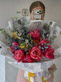 Mix bouquet of peonies & stocks