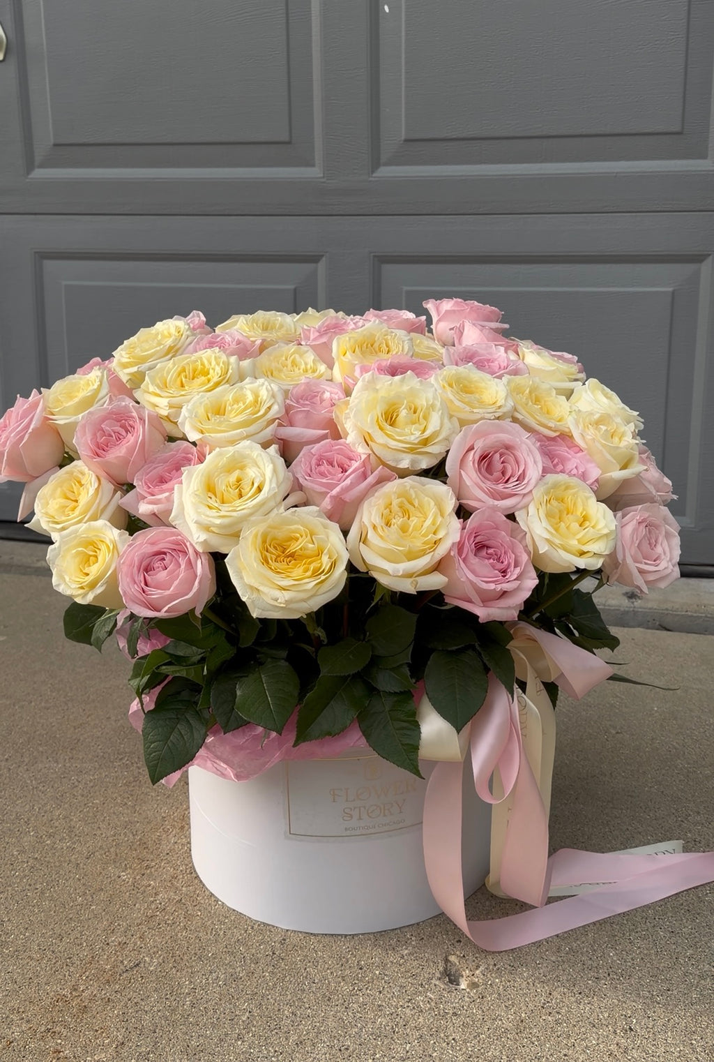 Mono bouquet in a basket