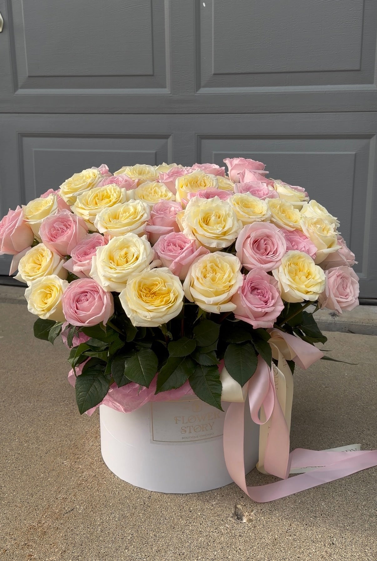 Mono bouquet in a basket