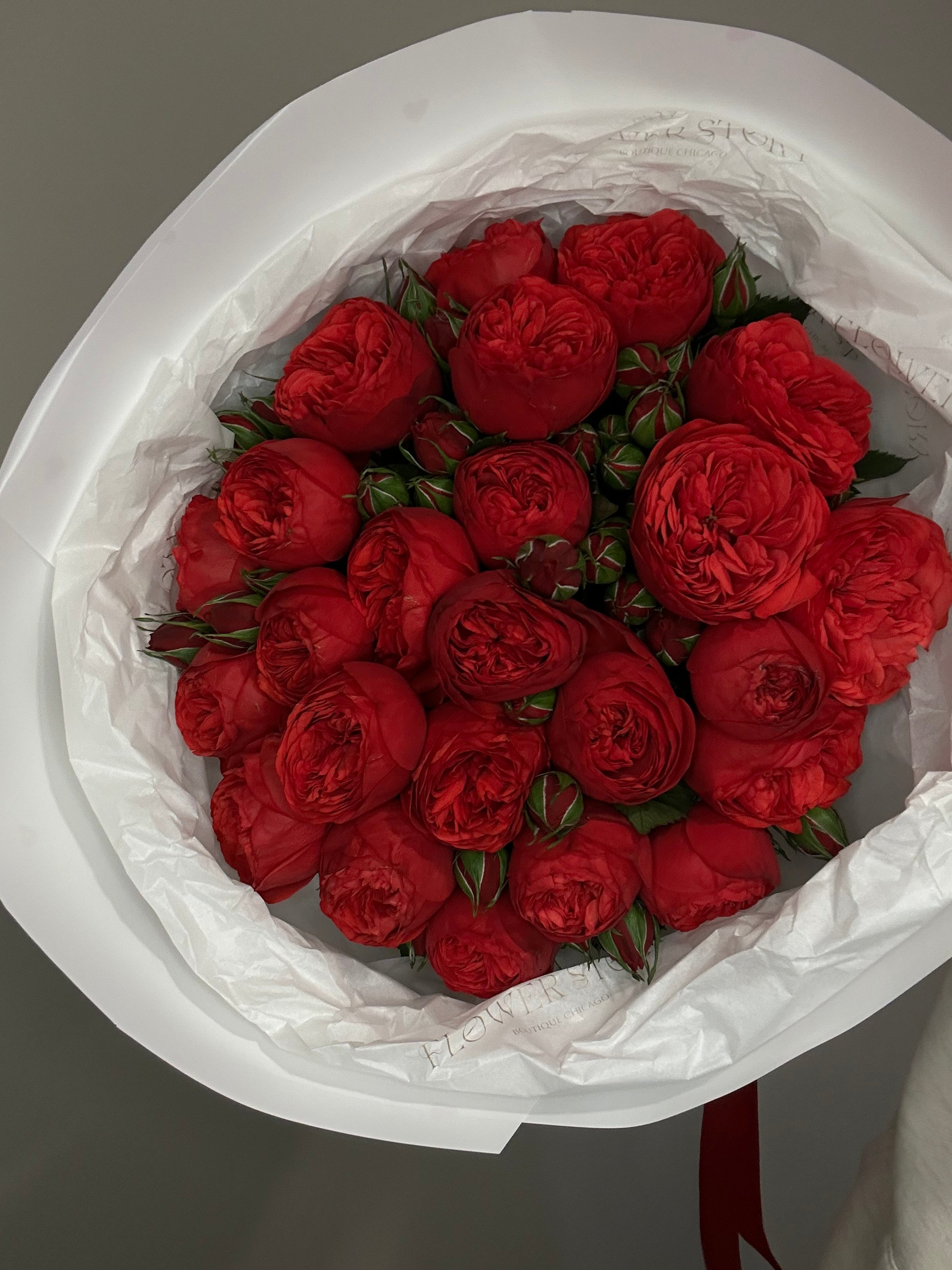 Mono bouquet of Red Piano Roses