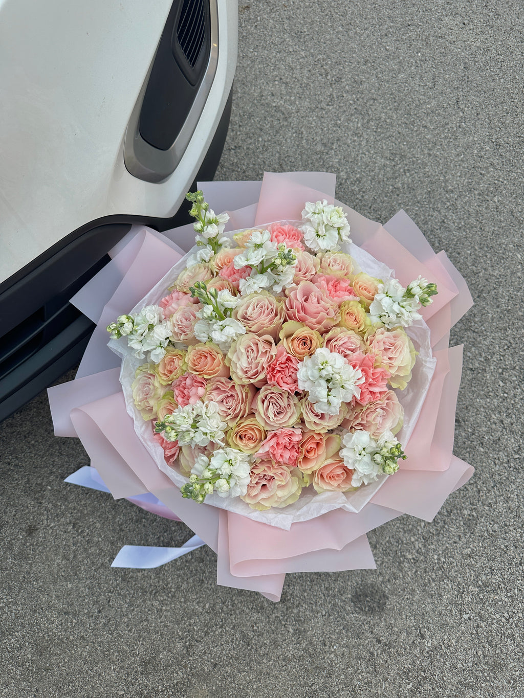 Mix Bouquet with roses, carnation and stocks