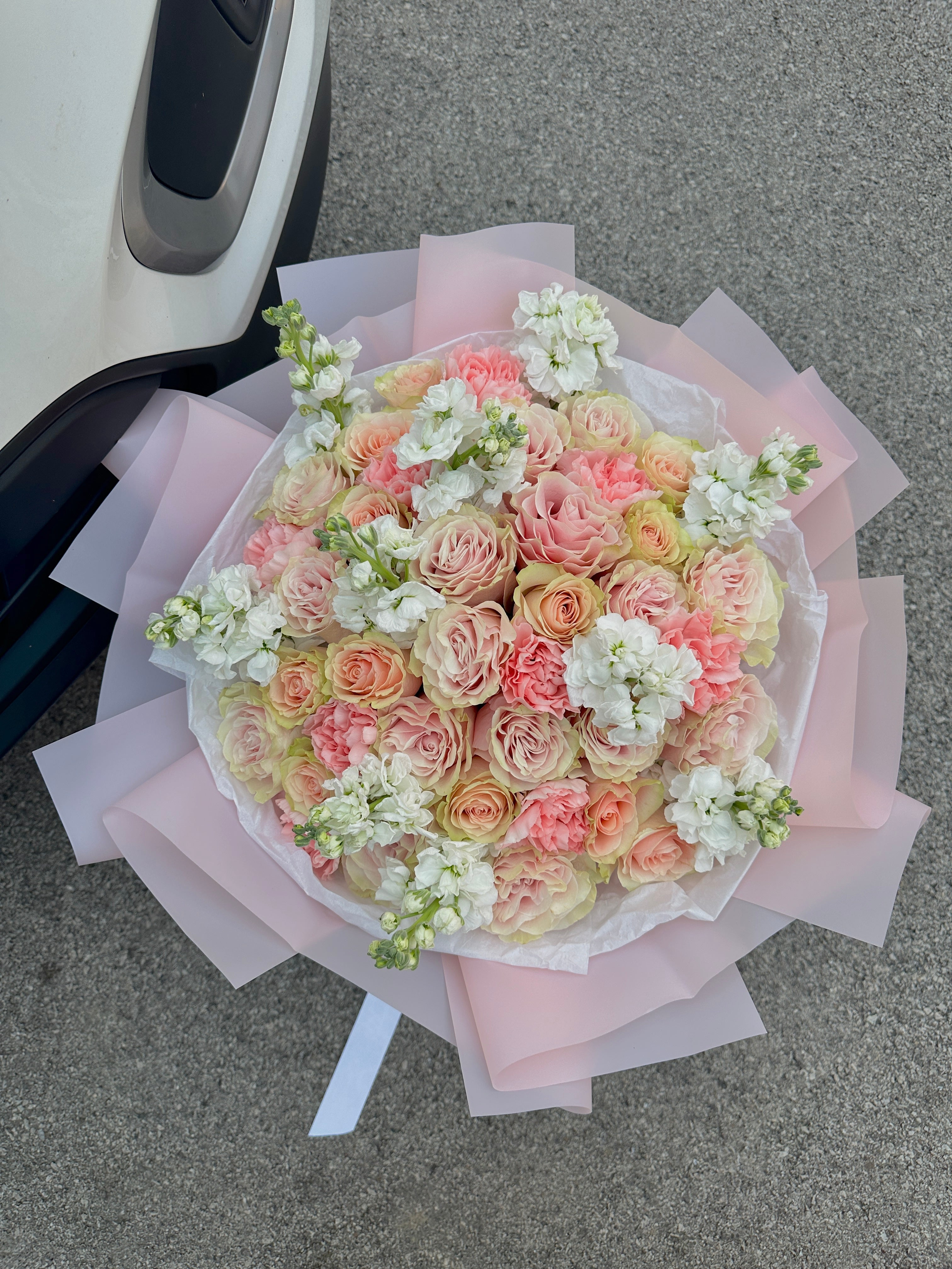 Mix Bouquet with roses, carnation and stocks