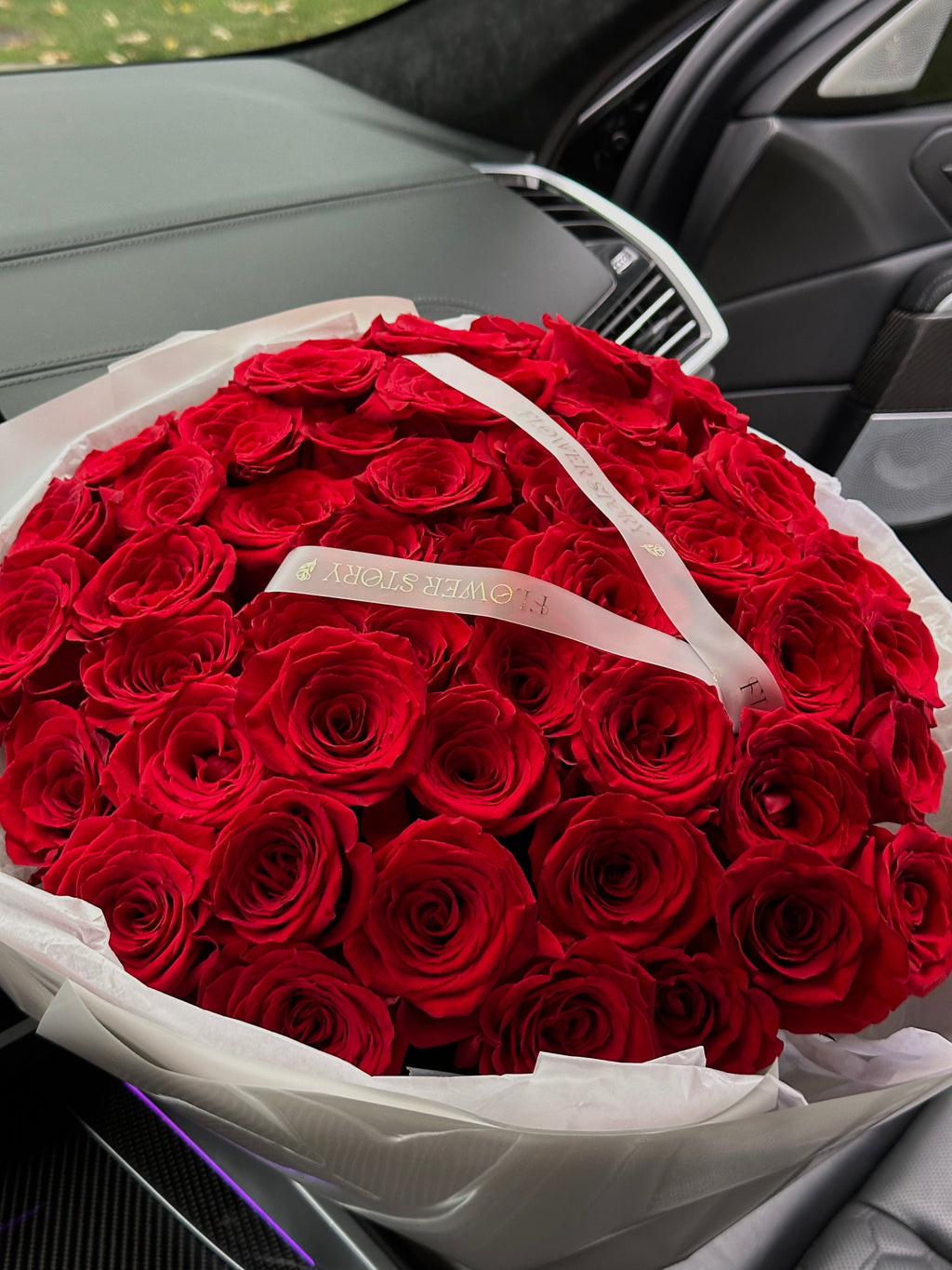 Mono bouquet of 50 Red Roses