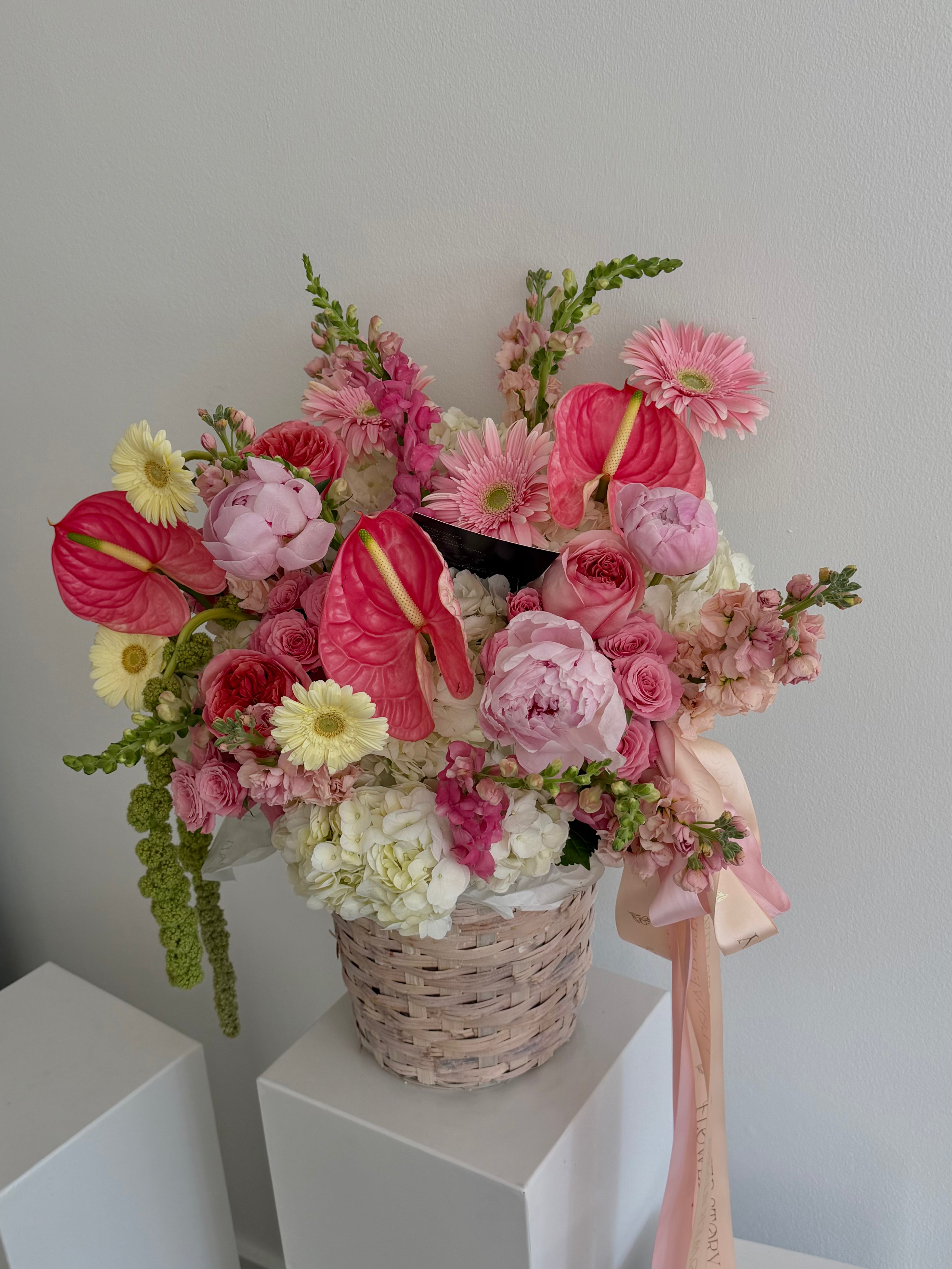 Blush Pink Flower Basket