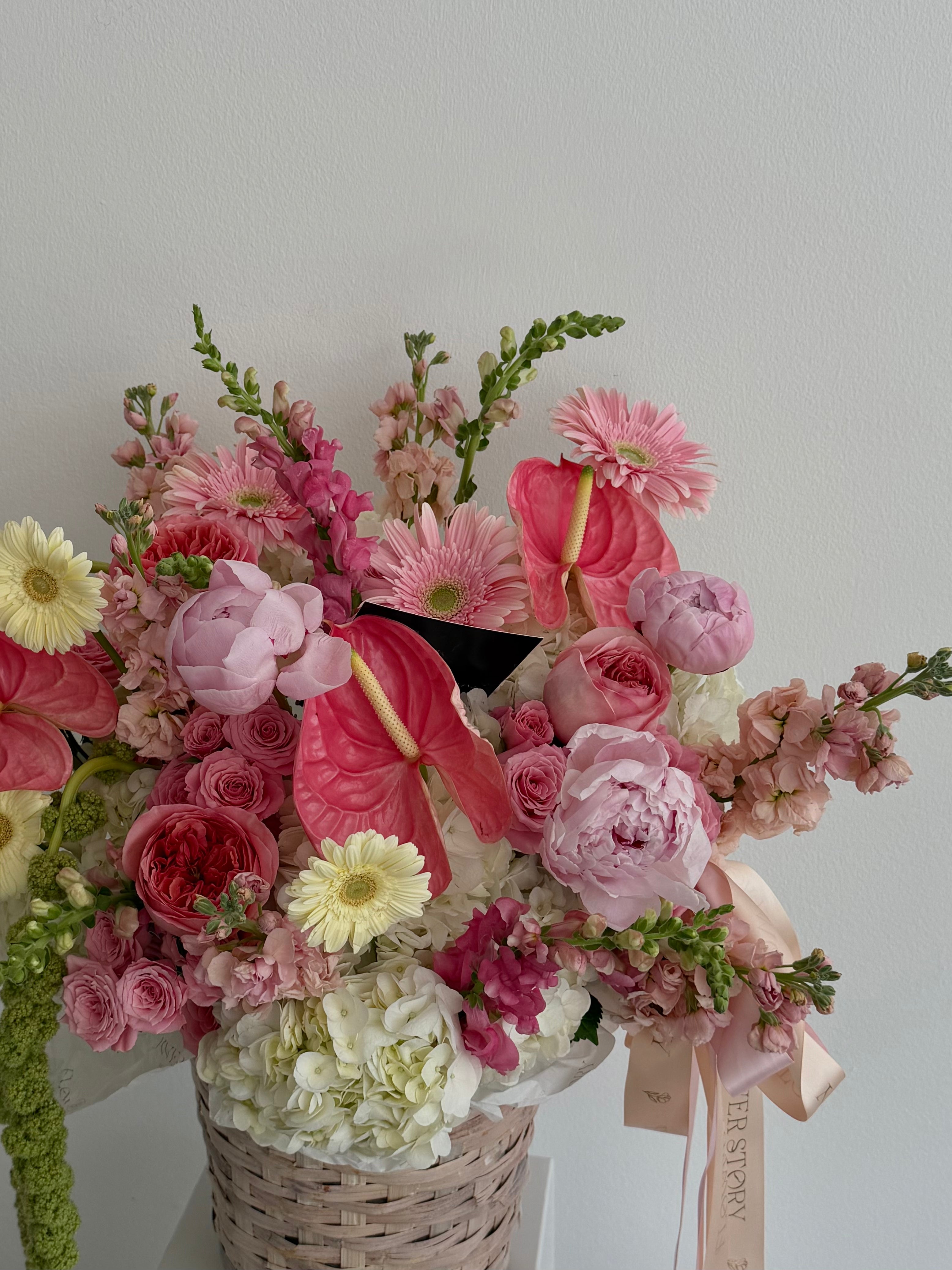 Blush Pink Flower Basket
