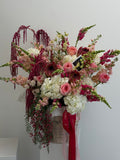 Deep Red Mixed Flower Basket