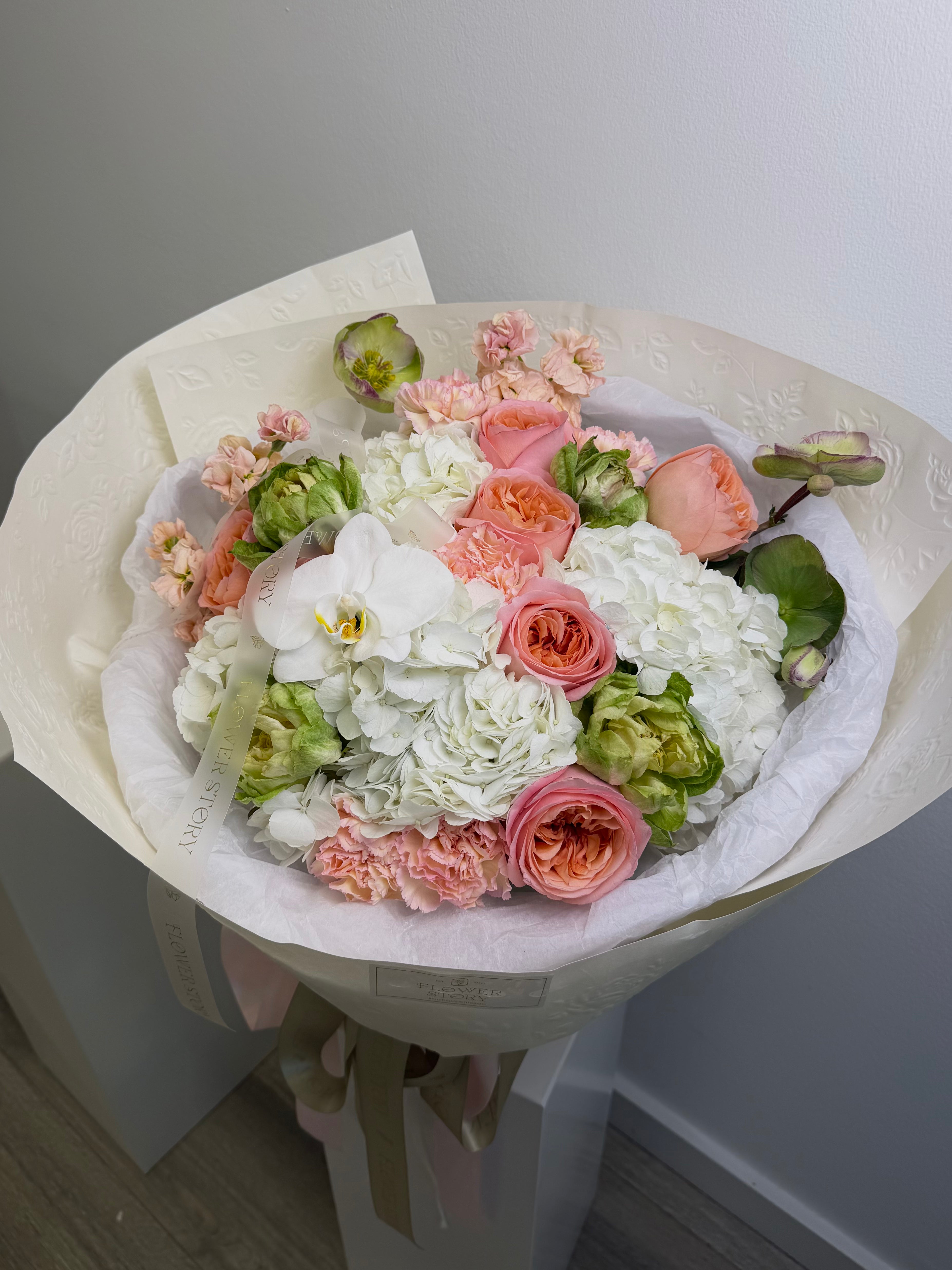 Pink, Green & White Mixed Bouquet