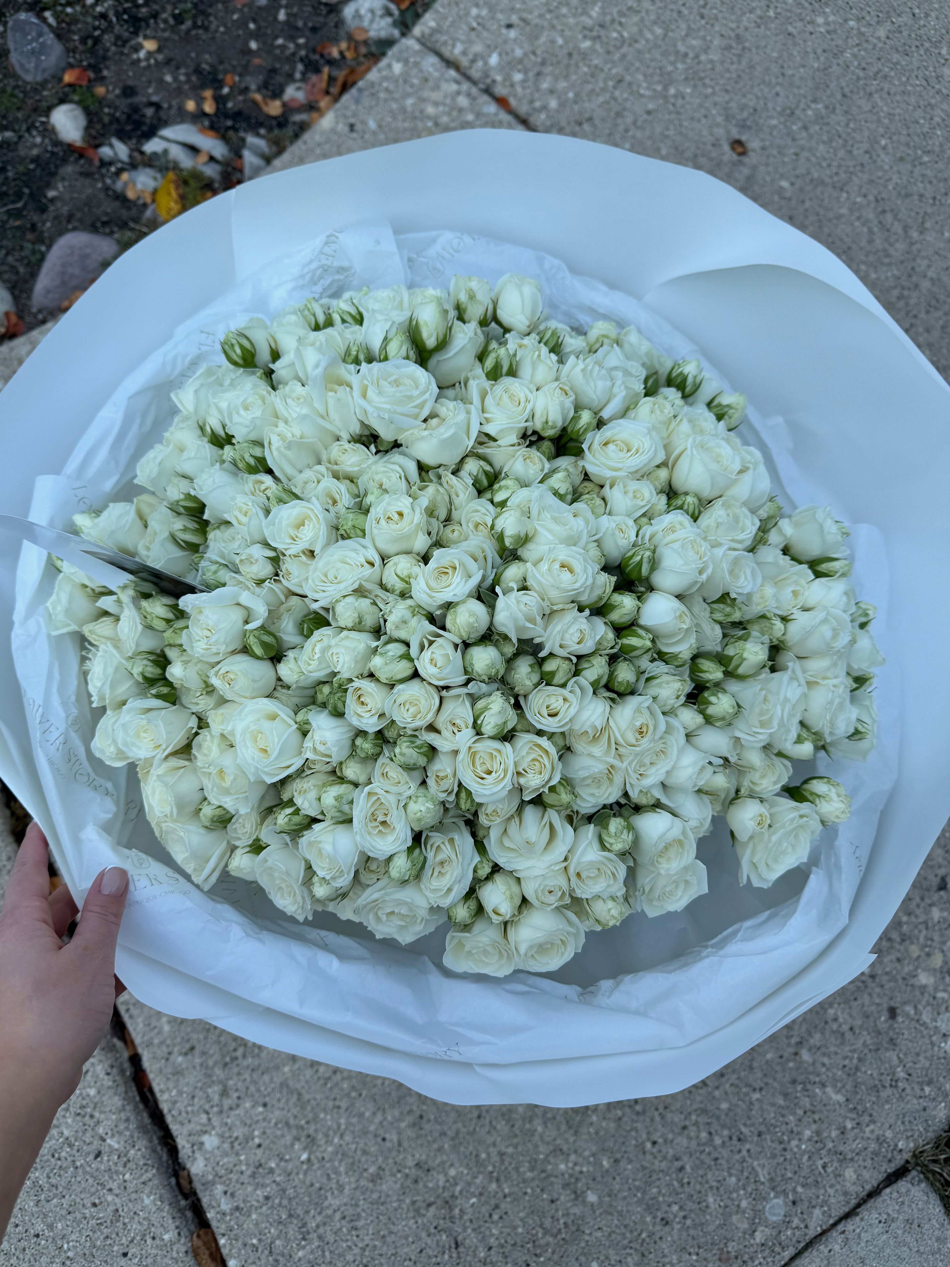 Mono bouquet with White Spray Roses