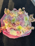 Elegant mixed bouquet with hydrangea, chrysanthemum & stocks