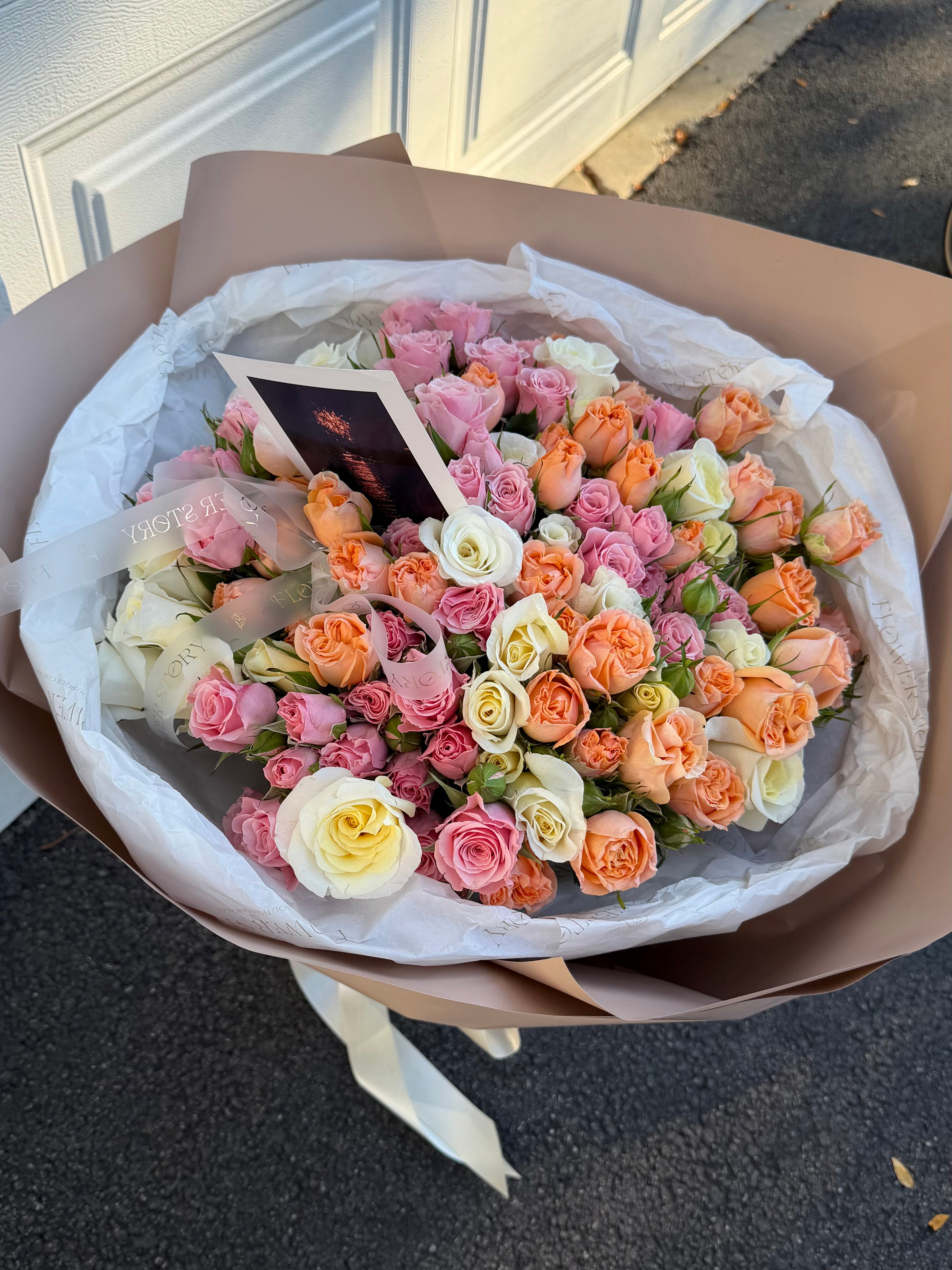 Colorful spray rose mono bouquet