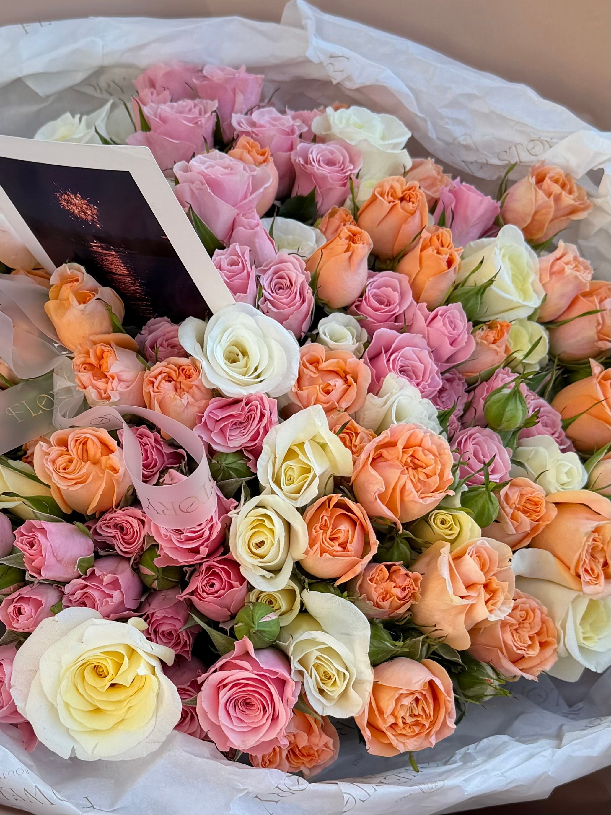 Colorful spray rose mono bouquet