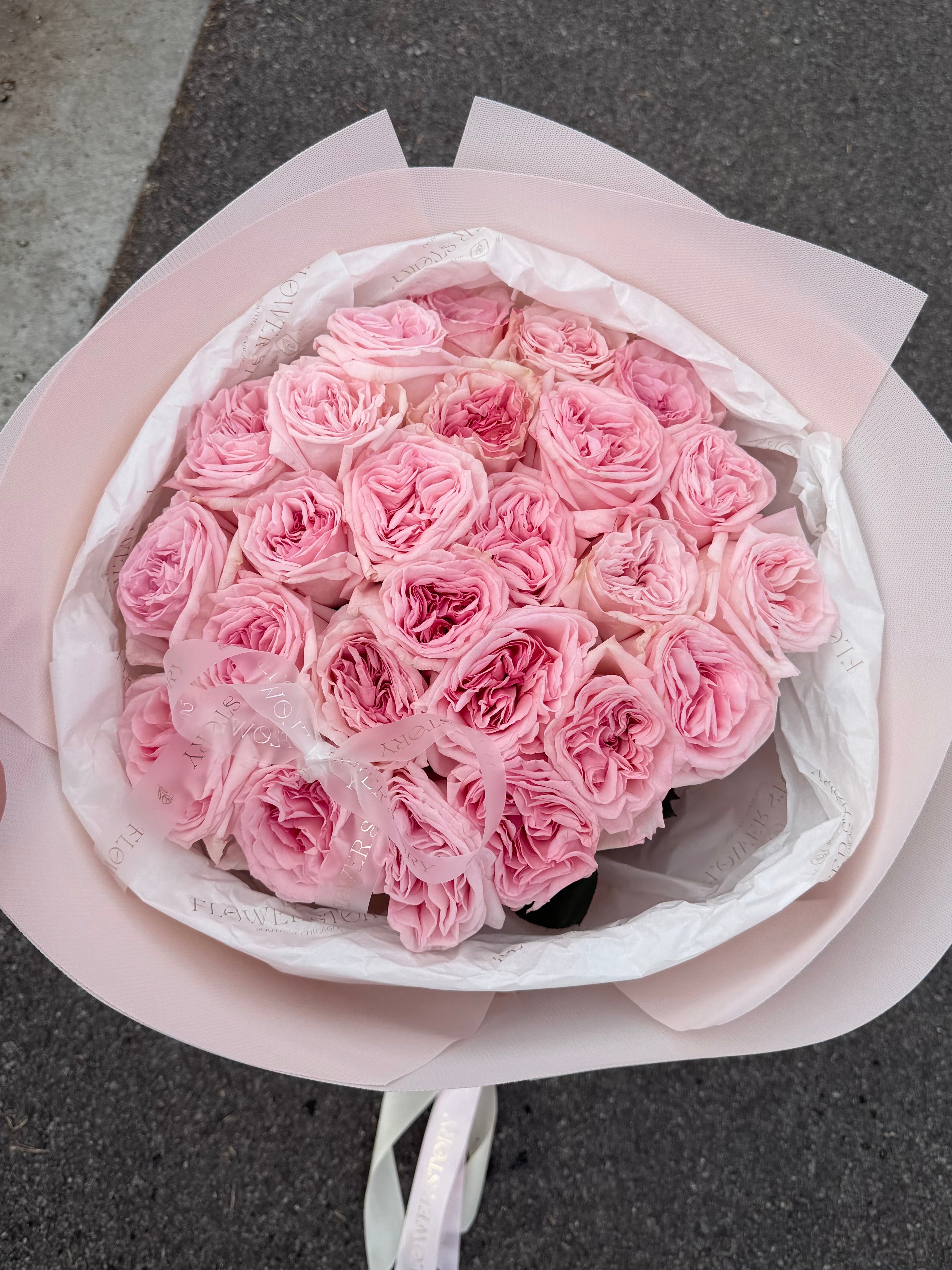 Pink O’Hara rose mono bouquet