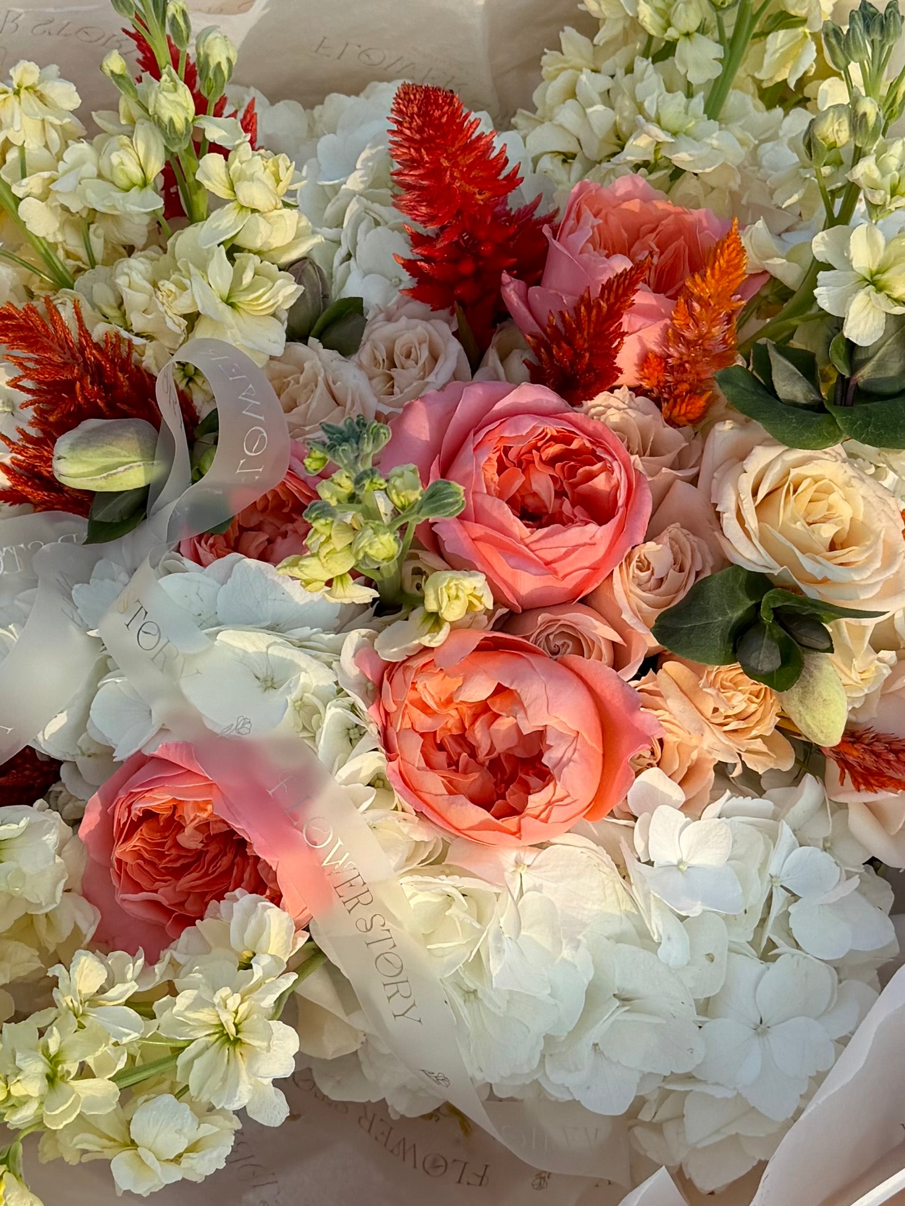 Mix bouquet with garden roses and stock