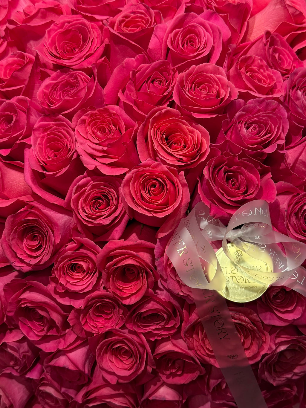 Hot pink rose mono bouquet 100 steams