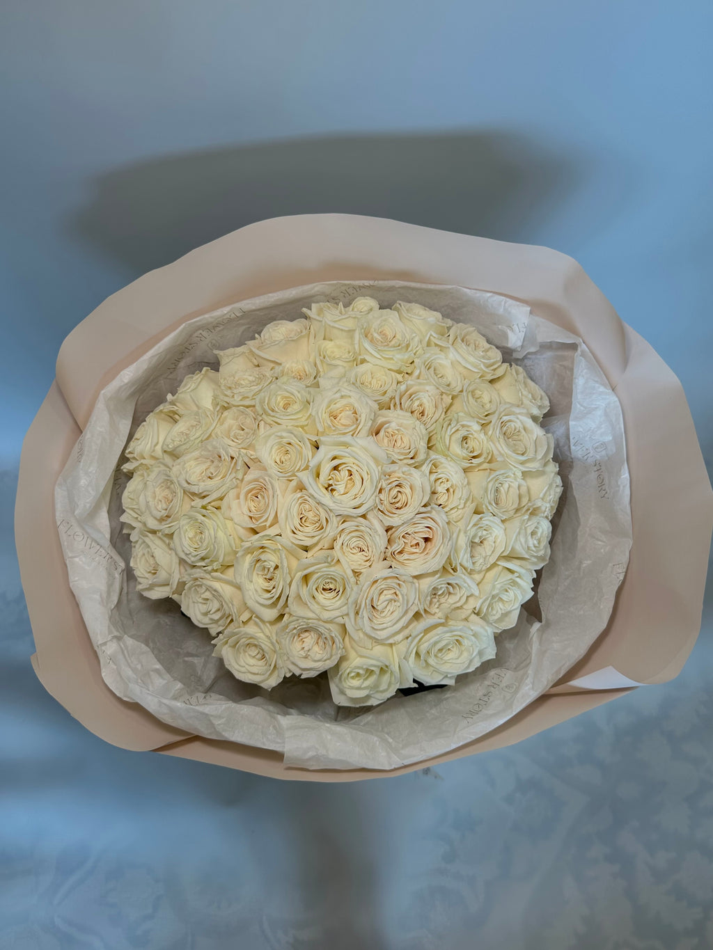 Mono bouquet of 50 white roses