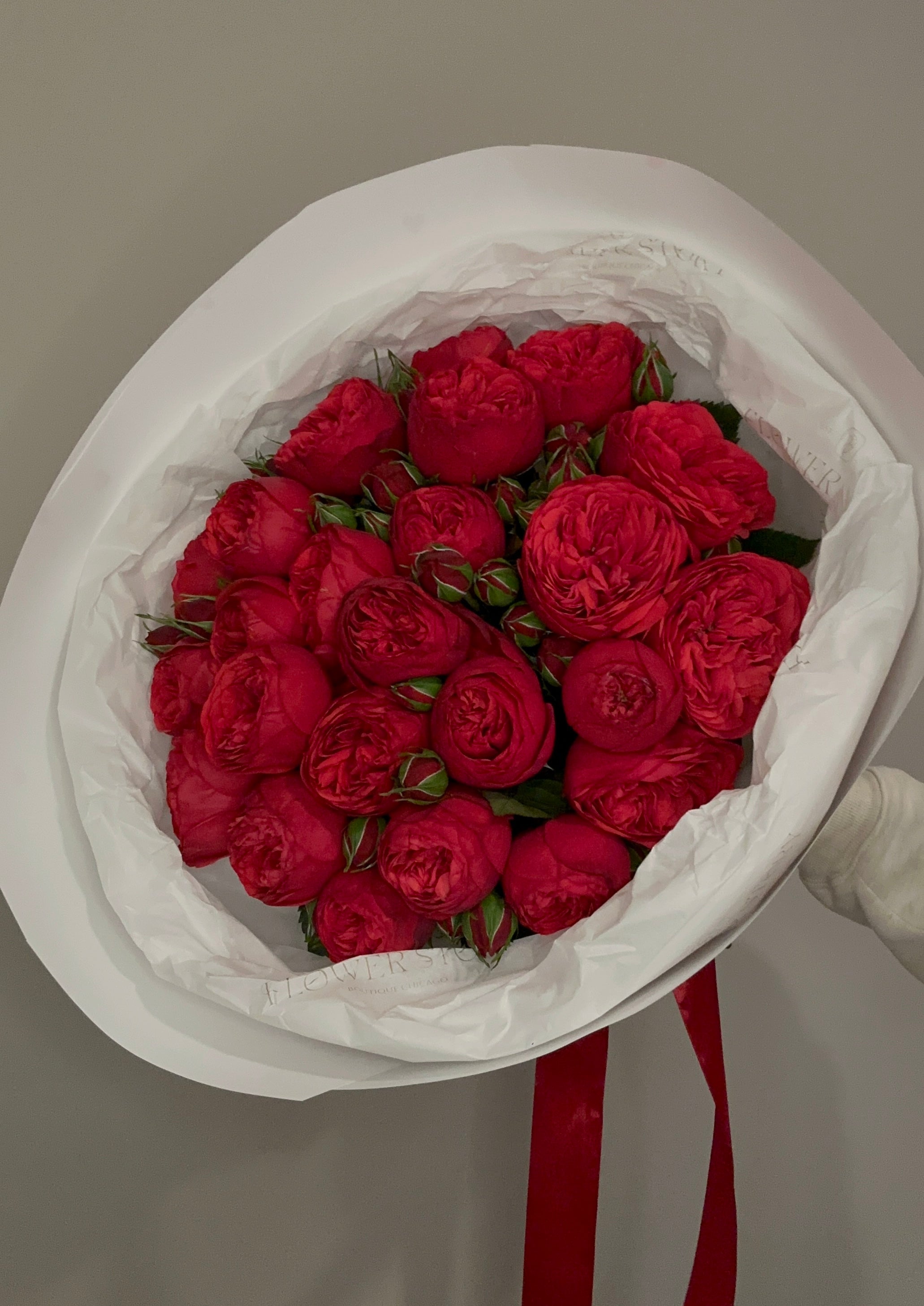 Mono bouquet of Red Piano Roses
