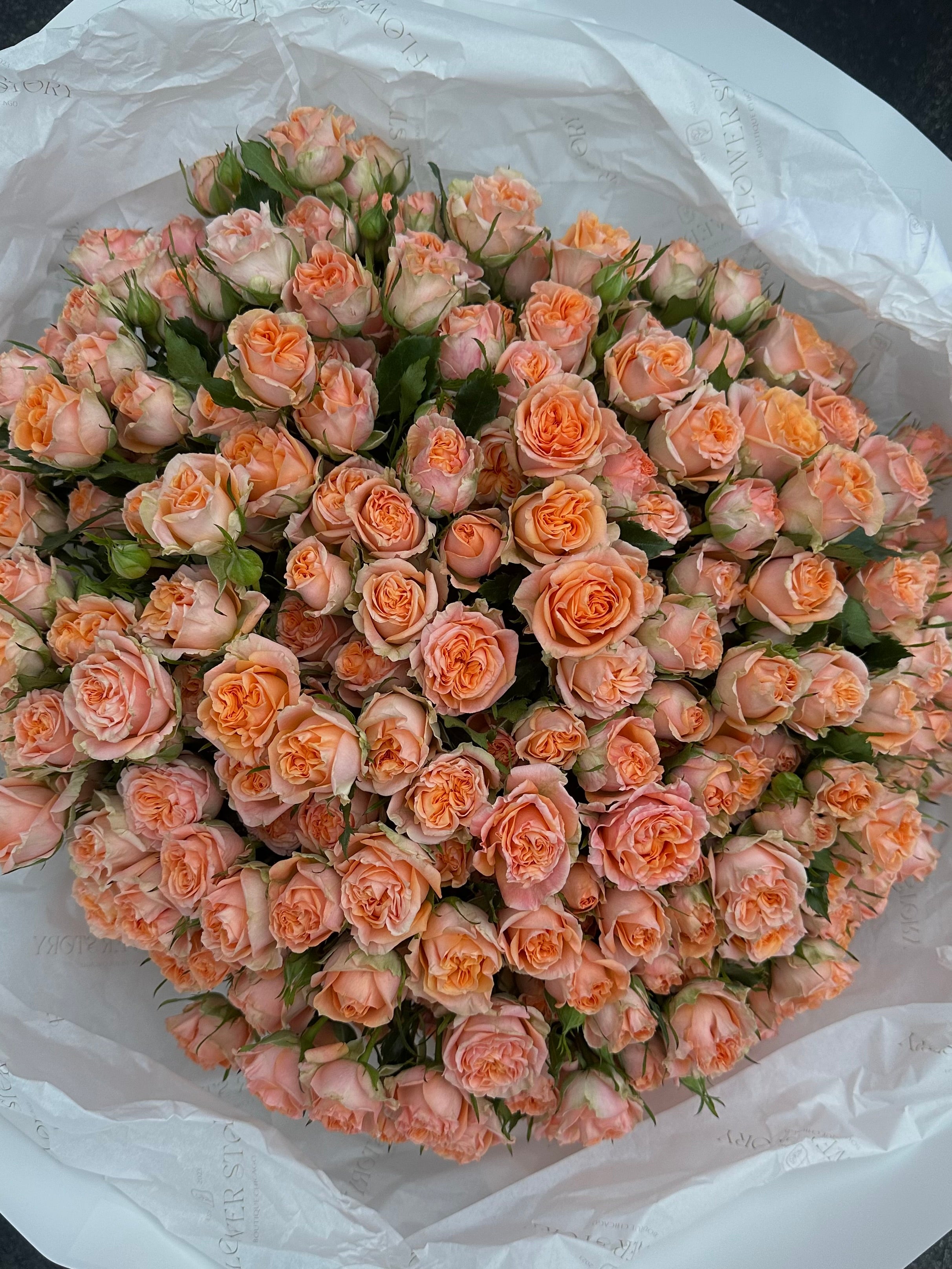 Mono bouquet of orange spray roses