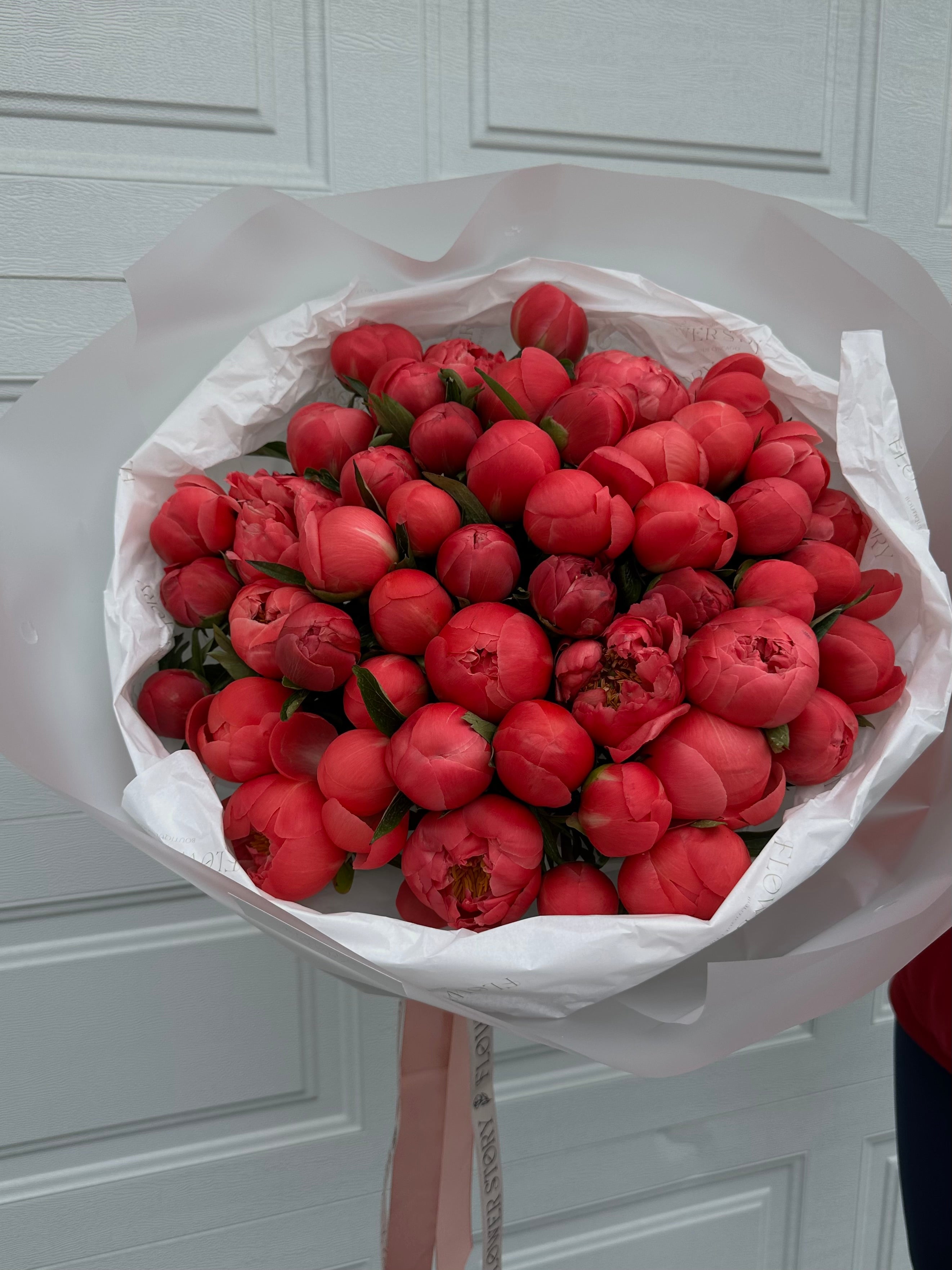 Mono bouquet of Coral Charm peonies 50 steams