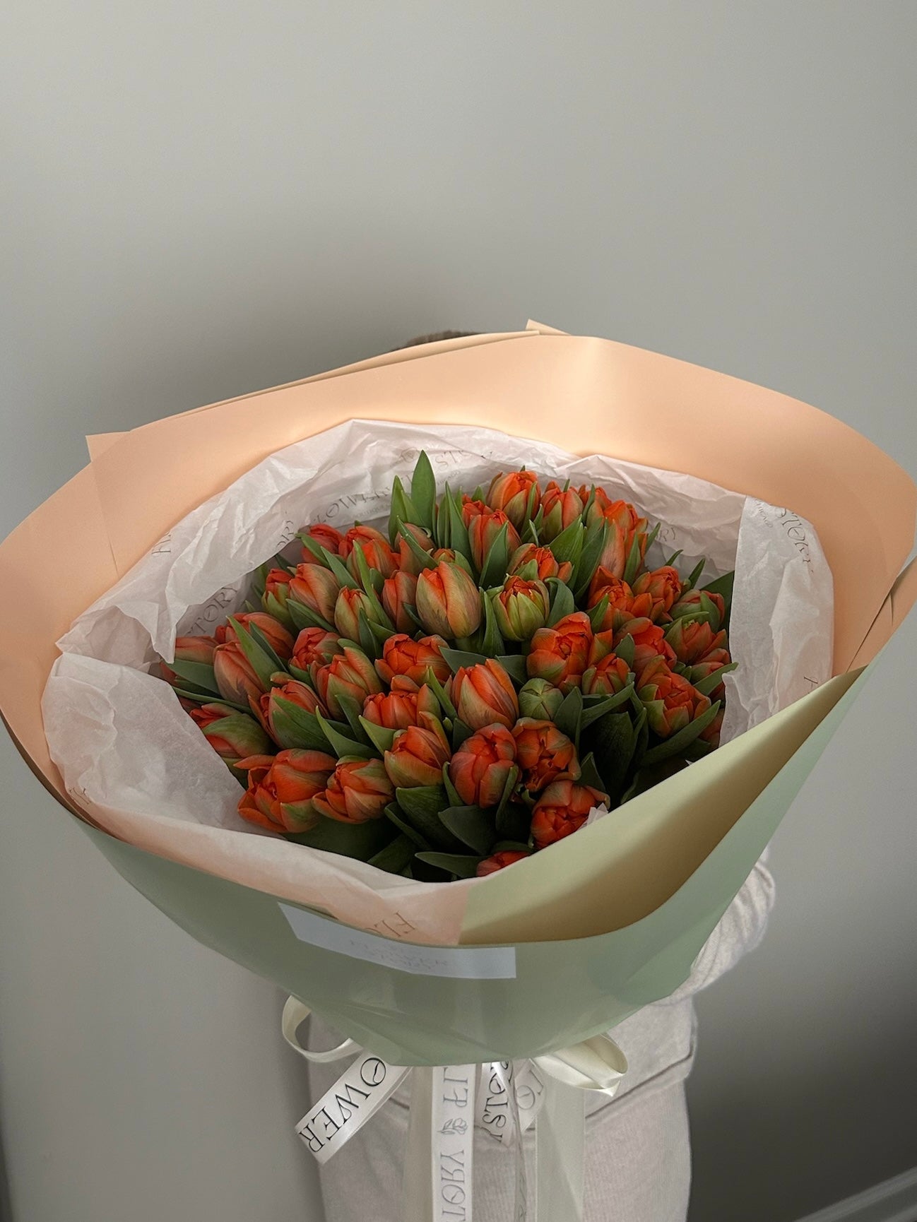 Mono bouquet of orange tulips