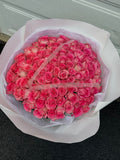 Mono bouquet with 100 bright pink roses