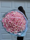 Mono bouquet with 100 soft pink roses
