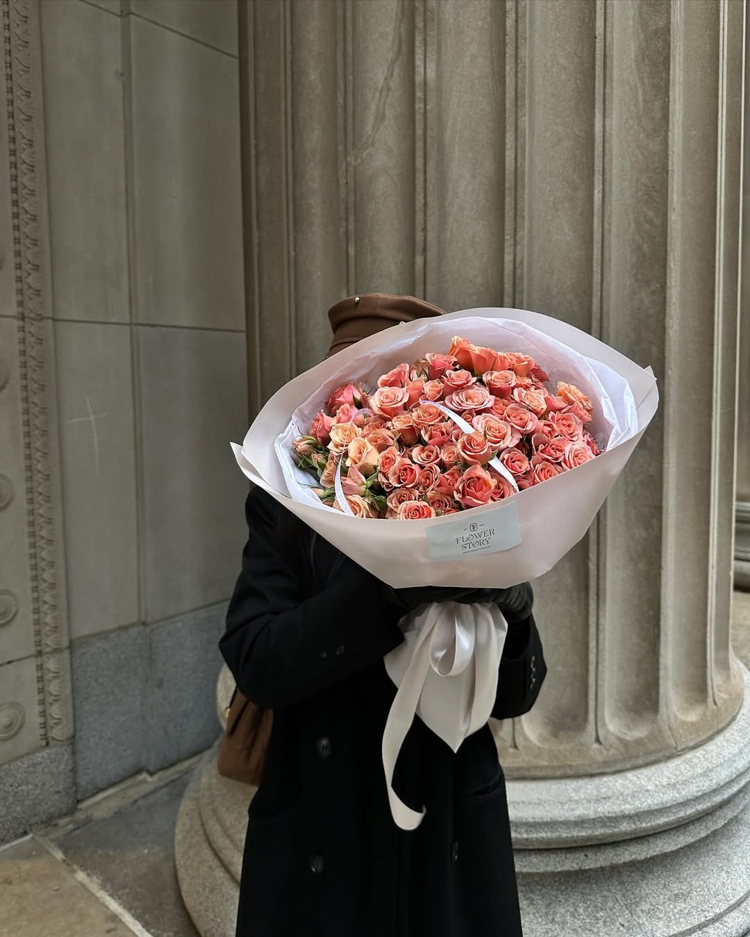 Mono bouquet of orange spray roses